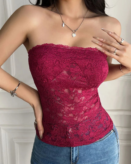 Devine Lace Tube Top Burgundy