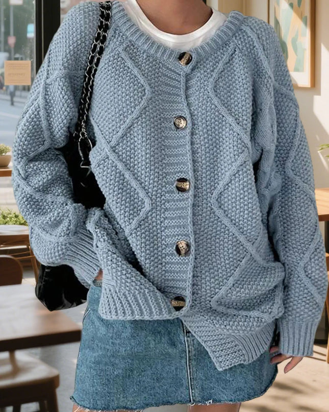 Button-Front Long Sleeve Cardigan