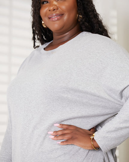 Double Take Seam Detail Round Neck Long Sleeve Top