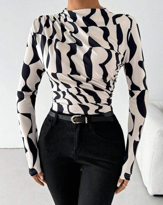 Printed Long Sleeve Blouse