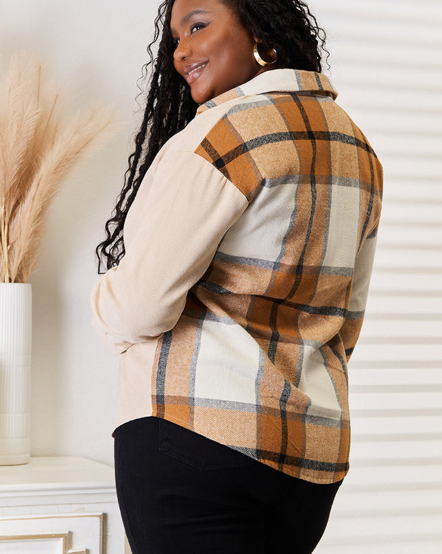 Perfee Plaid Print Dropped Shoulder Shirt