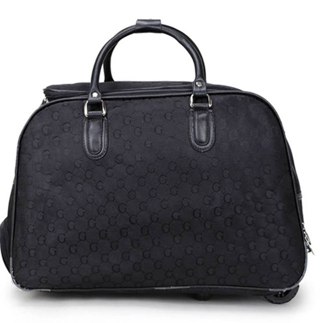 Holdall-500-G-2-Wheeled Big Luggage with Pattern of Letter G Black