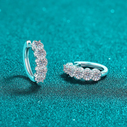 1 Carat Moissanite Zircon 925 Sterling Silver Huggie Earrings 