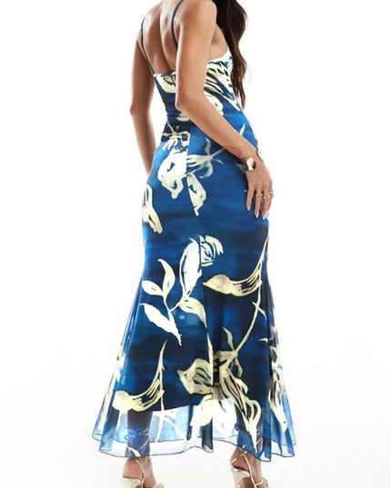 Printed Sweetheart Neck Maxi Dress