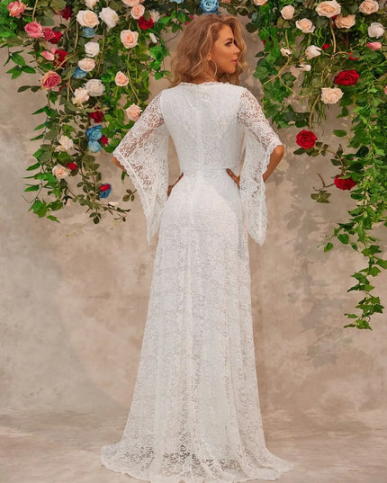 Lace V-Neck Floor length Dress 