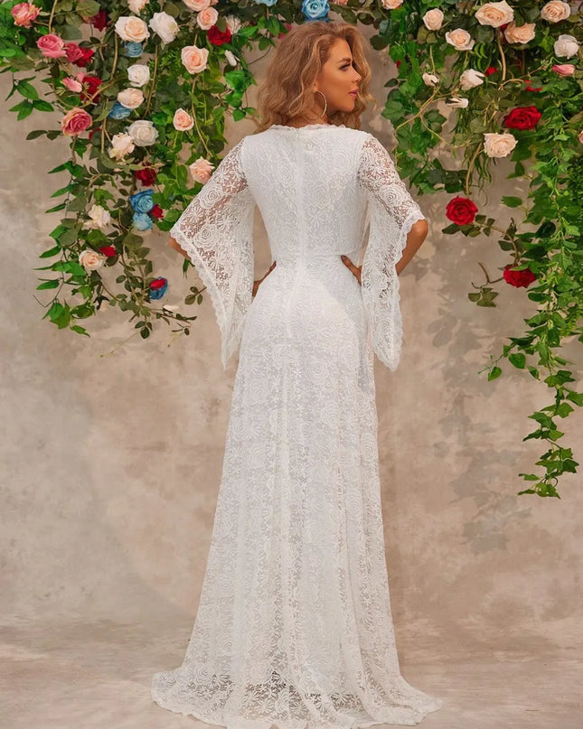 Lace V-Neck Floor length Dress 