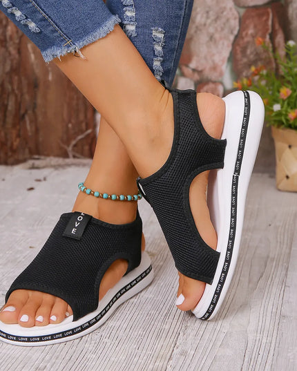 Mesh Open Toe Platform Sandals