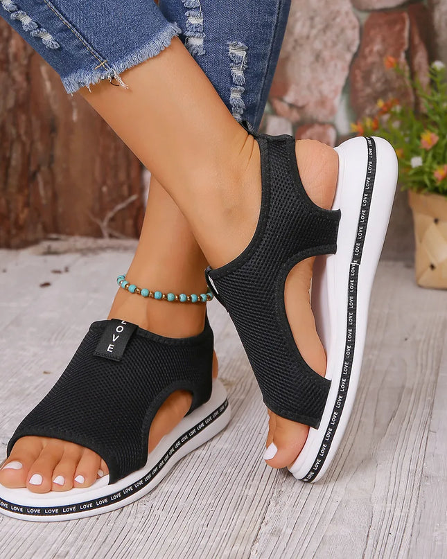 Mesh Open Toe Platform Sandals