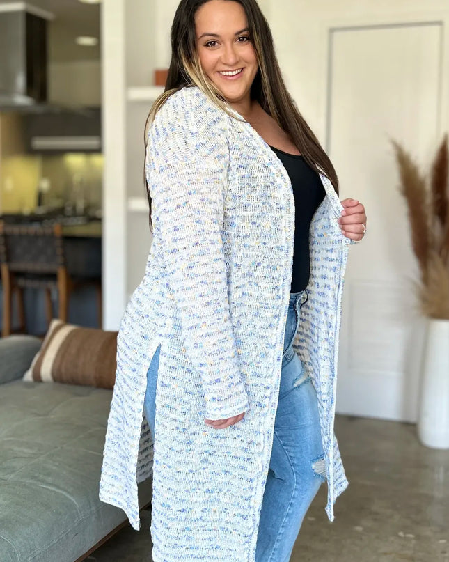 Double Take Full Size Open Front Longline Cardigan 