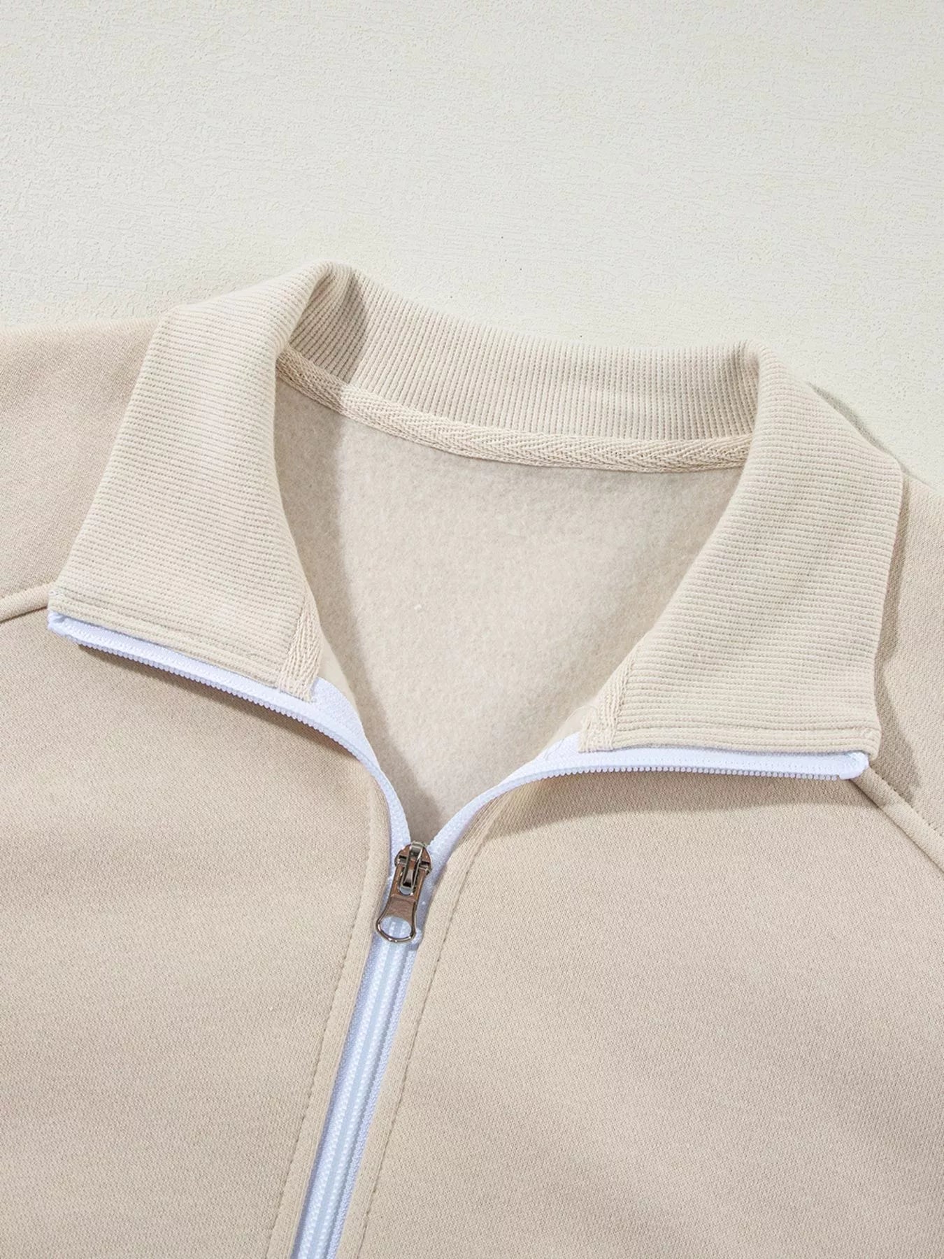 Drop Shoulder Zip Up Jacket and Drawstring Pants Active 2pcs Set