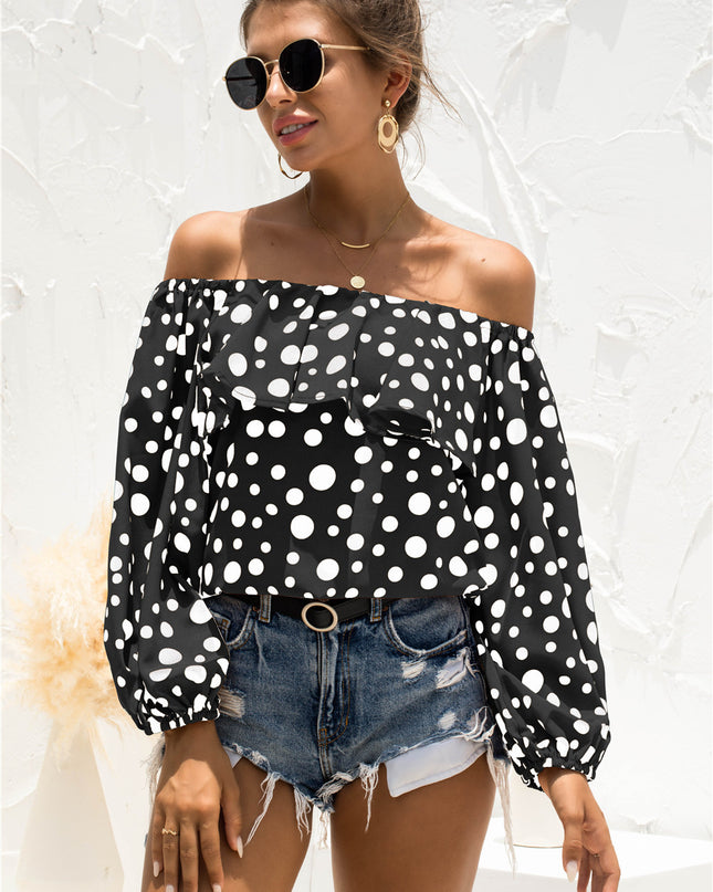 Polka Dot Off-Shoulder Layered Blouse 