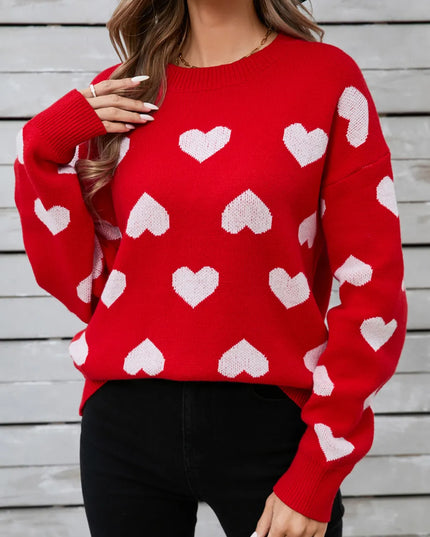 Angel Wings Heart Round Neck Long Sleeve Sweater