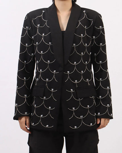 Pearl Detail Long Sleeve Blazer