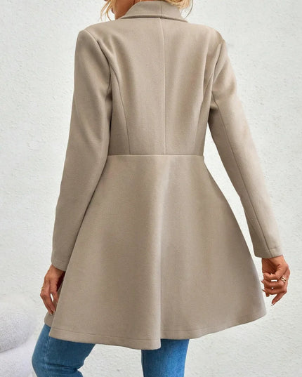 Collared Neck Button Up Long Sleeve Coat
