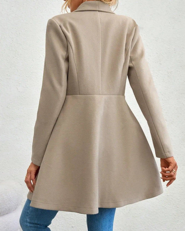 Collared Neck Button Up Long Sleeve Coat