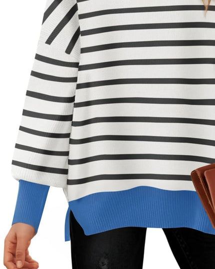 Striped Round Neck Long Sleeve Sweater
