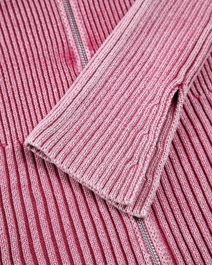 Double Take Ribbed Off-Shoulder Zip Up Long Sleeve Cardigan