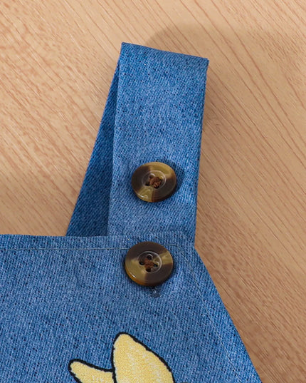 Children's Polka Dot Bodysuit & Denim Overall Dress & Headband Set