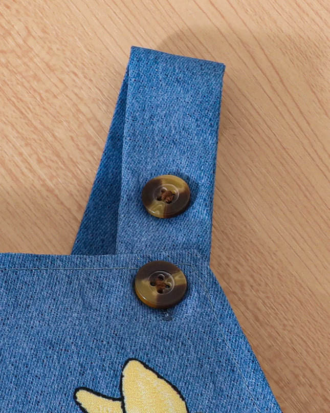 Children's Polka Dot Bodysuit & Denim Overall Dress & Headband Set