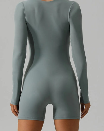 Square Neck Long Sleeve Active Romper 