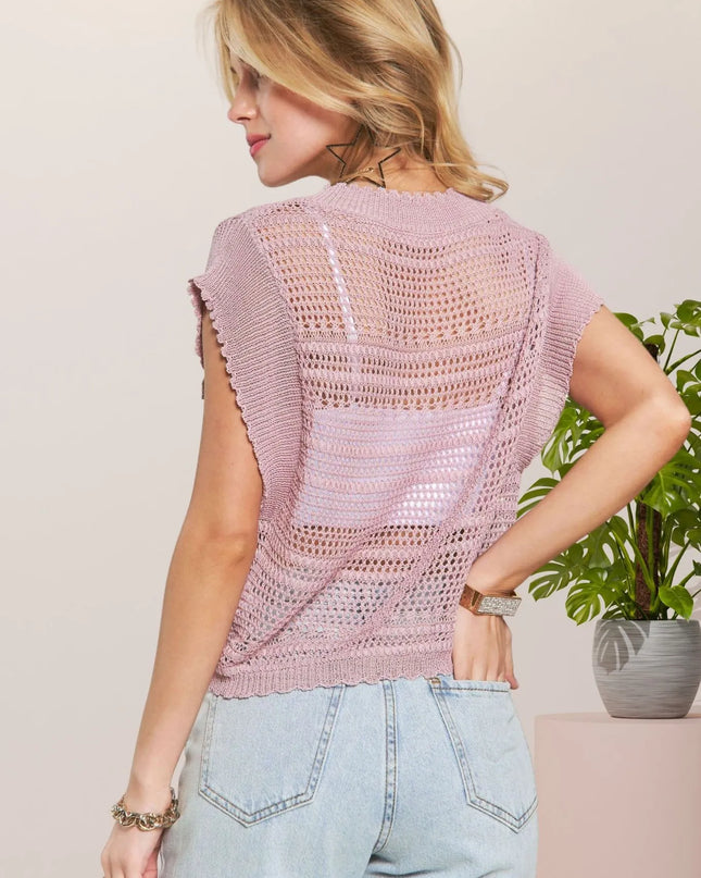ADORA Drawstring Detail Crochet Top