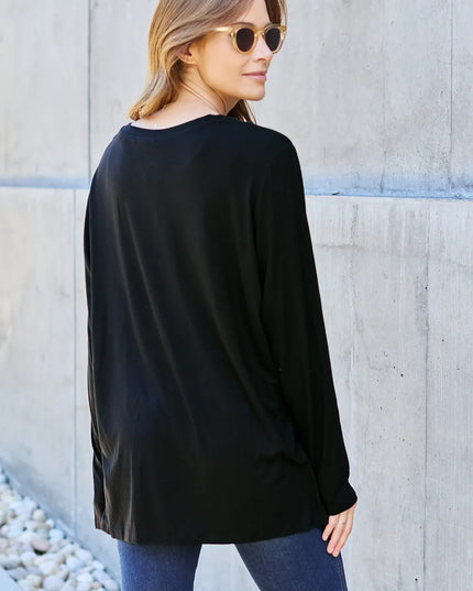 Basic Bae Full Size V-Neck Long Sleeve Top