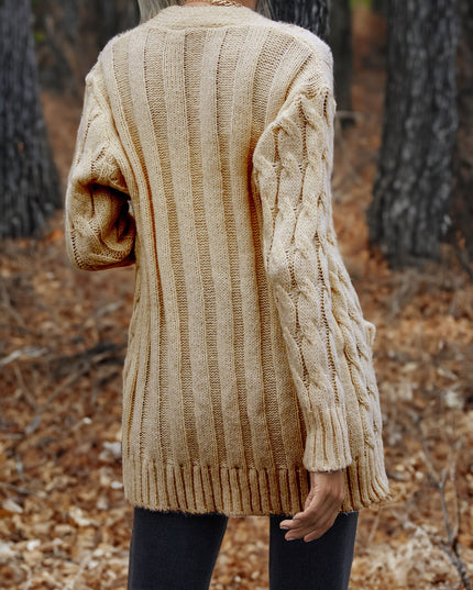Cable-Knit Button Down Cardigan