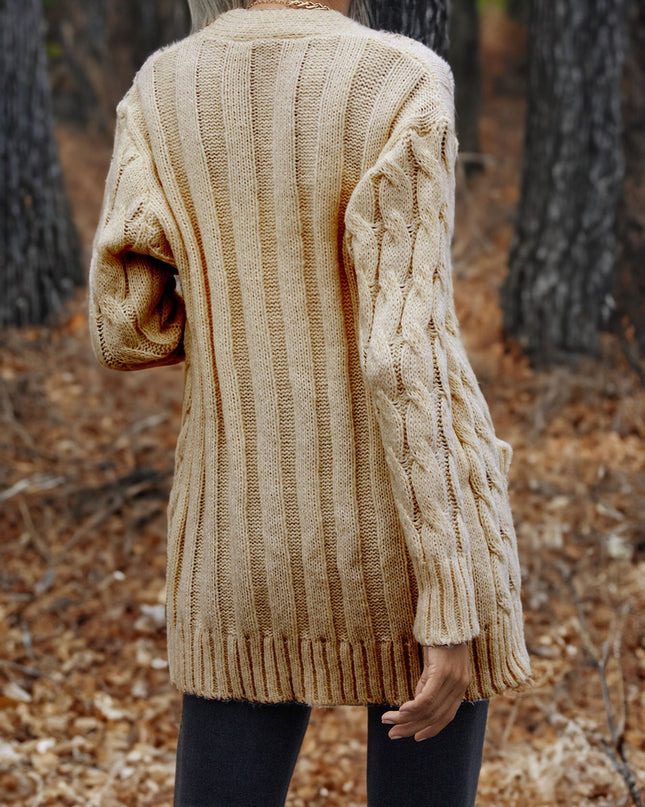 Cable-Knit Button Down Cardigan