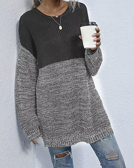 Color Block Long Sleeve Oversized Sweater