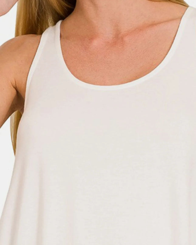 Zenana Round Neck Flowy Hem Tank