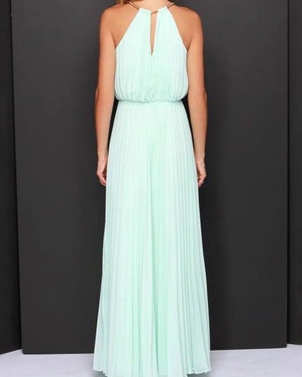 Pleated Sleeveless Maxi Tank Dress