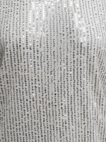 V-Neck Sequin Cap Sleeve Top