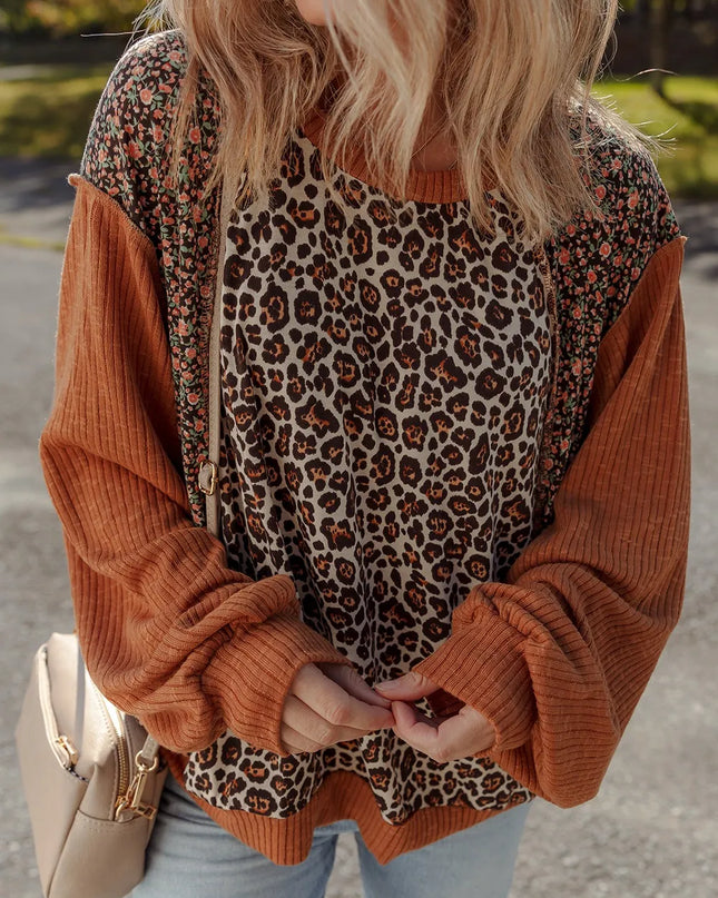 Leopard Print Long Sleeve Sweatshirt