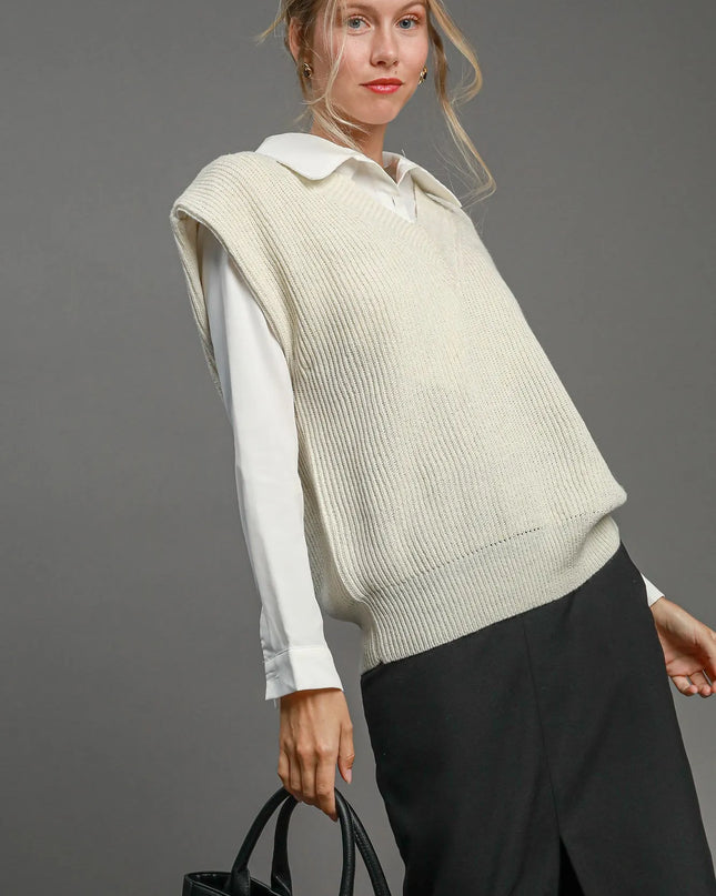 Umgee Oversized V Neck Vest