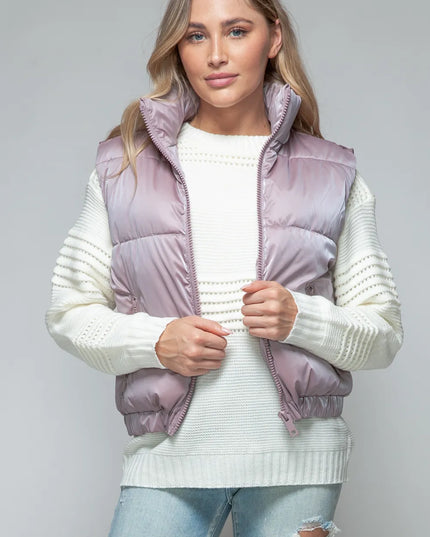 Snobbish Fine Fur Lining Quilted Vest Dark Rose