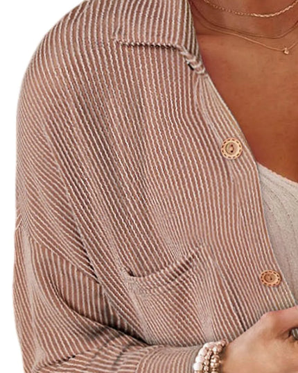 Striped Collared Neck Long Sleeve Shirt