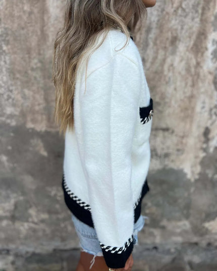 Contrast Trim Button Up Cardigan