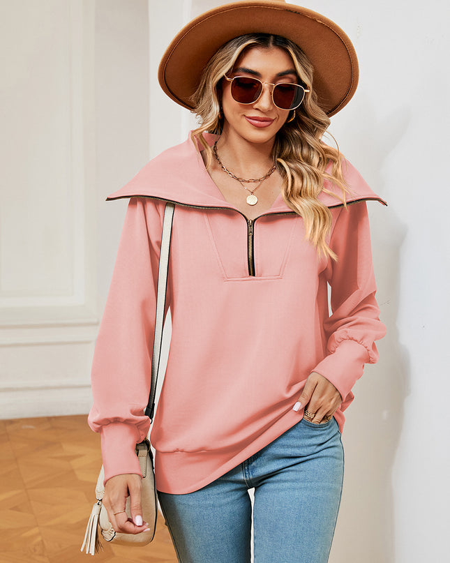 Half-Zip Collared Sweatshirt Peach