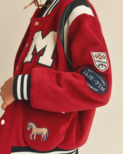 MABLE M Bomber Varsity Jacket with Patch Detail