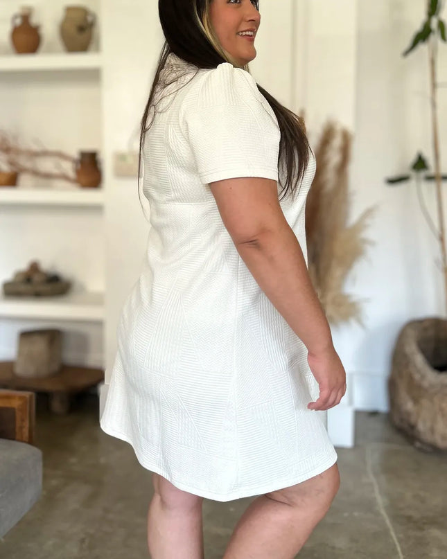 Double Take Full Size Texture Short Sleeve Dress