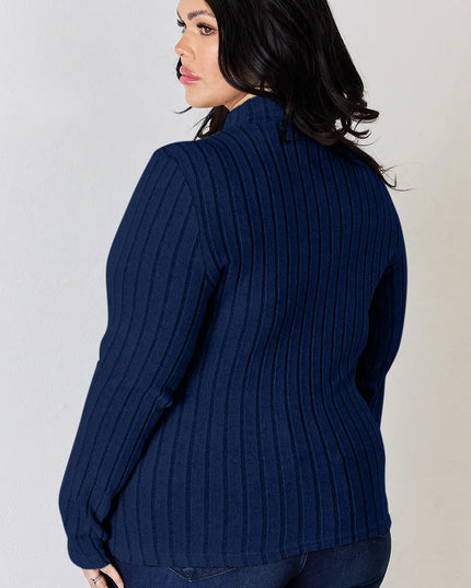 Basic Bae Full Size Ribbed Mock Neck Long Sleeve T-Shirt