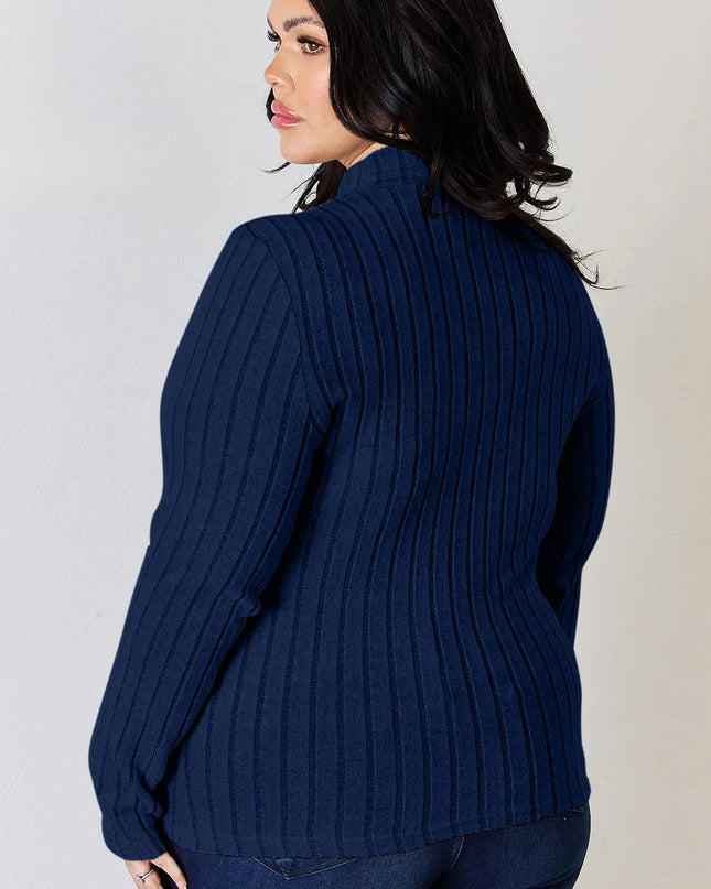 Basic Bae Full Size Ribbed Mock Neck Long Sleeve T-Shirt