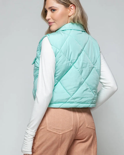 Snobbish Snap Down Quilted Crop Vest