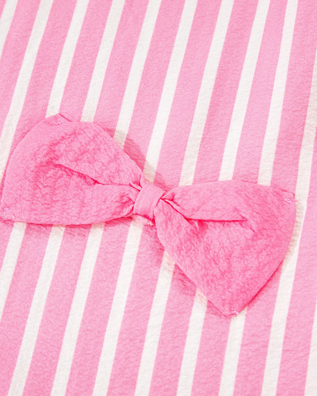 Stripe Buttoned Front Long Sleeve Top and Pants 2 Piece Sleepwear