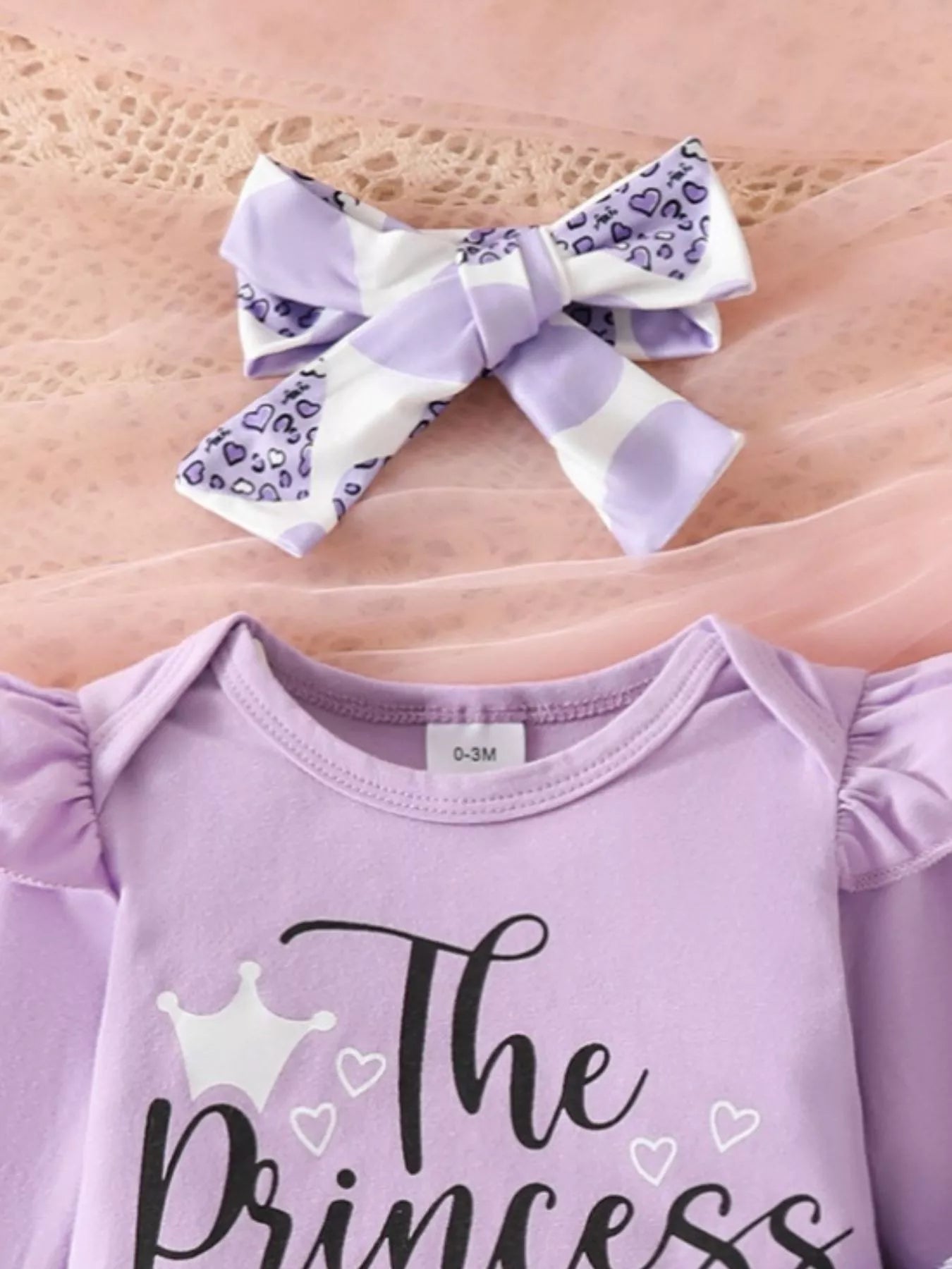 Children's Graphic Ruffled Top and Pants Set with Headband