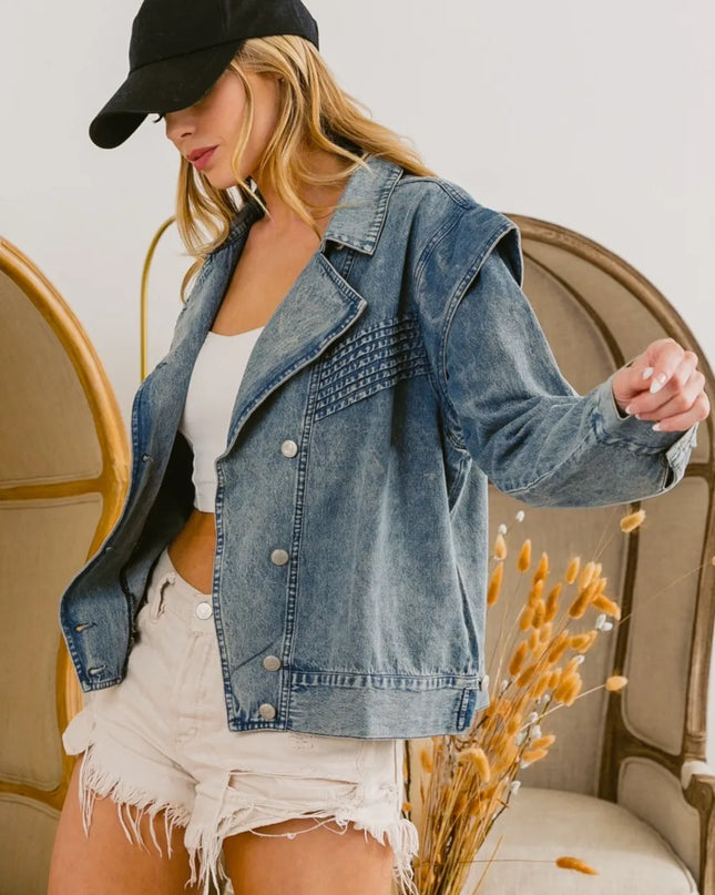 BiBi Button Up Long Sleeve Denim Jacket