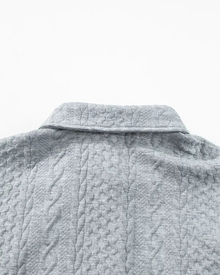 Cable Texture Puff Sleeve Loose Shacket