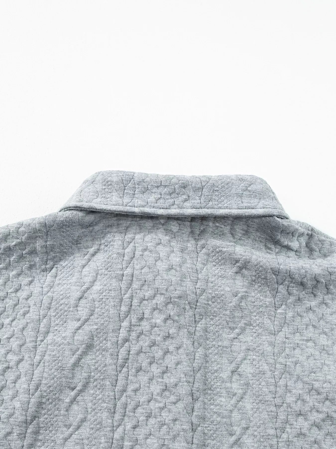 Cable Texture Puff Sleeve Loose Shacket