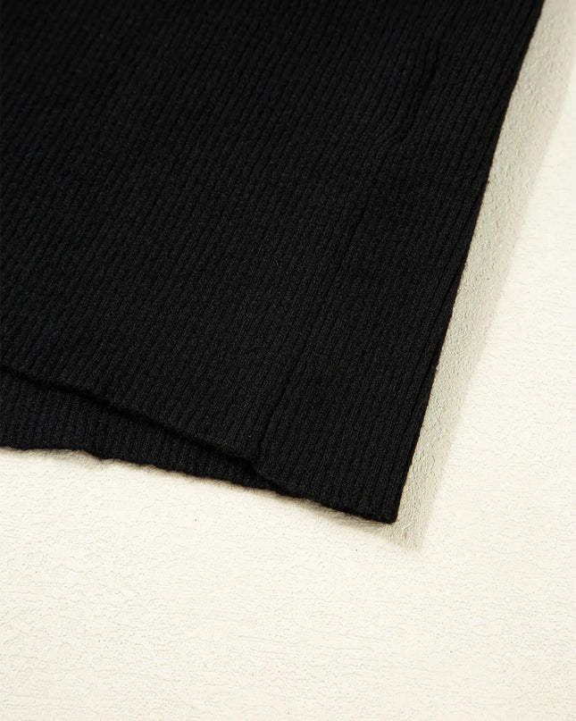 Ribbed Knit Cold Shoulder Sweater