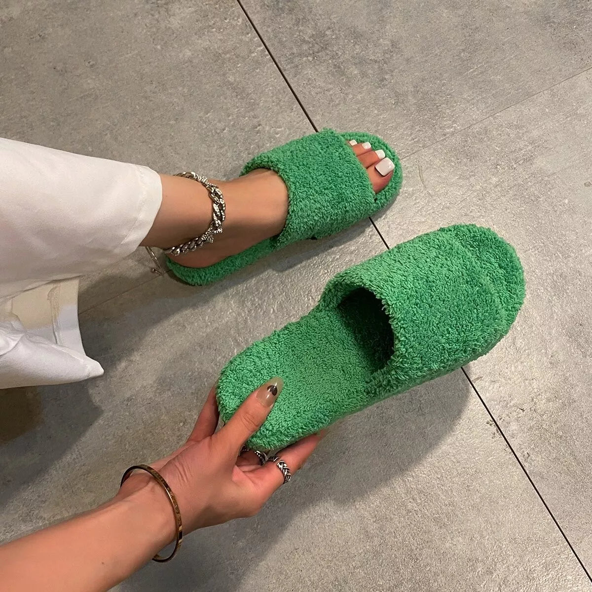 Open Toe Platform Slippers